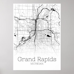 Mapa de Grand Rapids - Michigan - poster do mapa