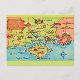 Mapa de Hampshire & Ilha de Wight em Cartão Postal