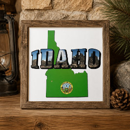 Mapa de Idaho, Selo e Texto de Imagem