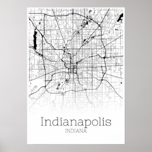 Mapa de Indianapolis - Indiana - poster do mapa da