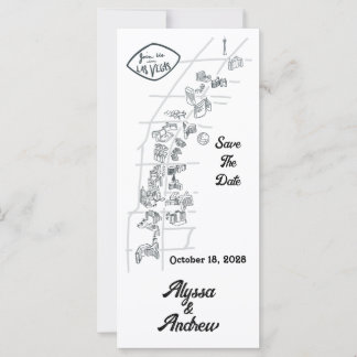 Mapa de Las Vegas com Desenhos Save the Date