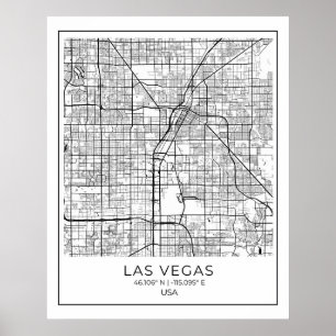 Mapa de Las Vegas - Poster do Mapa Branco de Las V