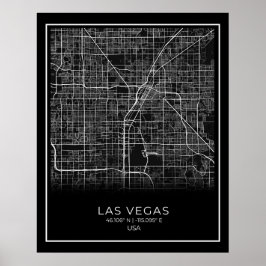 Mapa de Las Vegas - Poster do Mapa Negro de Las Ve