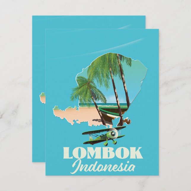 Mapa de Lombok na Indonésia (Frente/Verso)