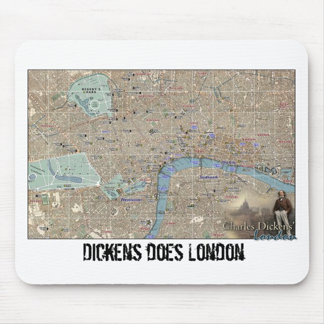 Mapa de Londres de Dickens Mousepad (Frente)