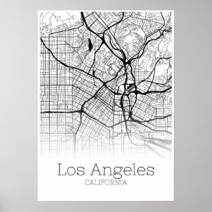 Mapa de Los Angeles - Califórnia CA - poster do