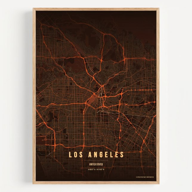 Mapa de Los Angeles LA Impressão Arte de Parede Ca (Criador carregado)