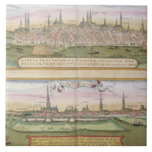 Mapa de Lubeque e de Hamburgo, 'de Civitates Orbis