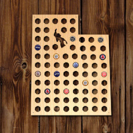 Mapa de madeira do boné de garrafa da cerveja do