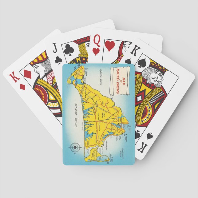 Mapa de Martha's Vineyard em Cartas de Baralho (Verso)