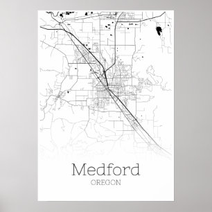 Mapa de Medford - Oregon - Poster do mapa da cidad