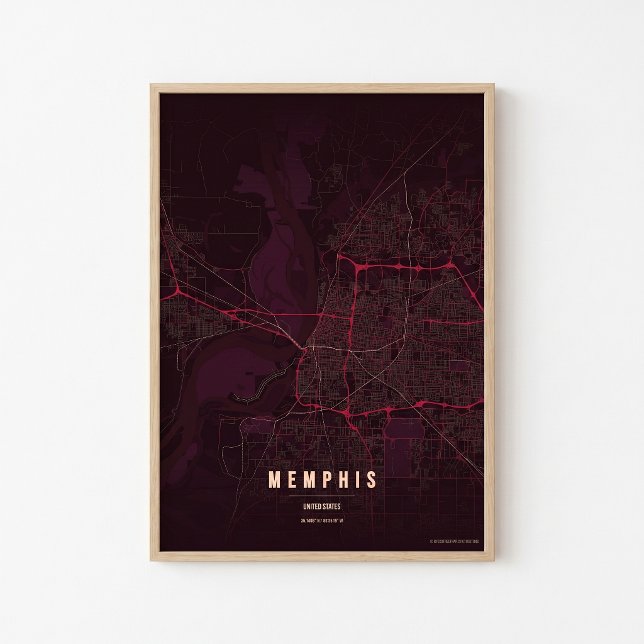 Mapa de Memphis Ruby Impressão Poster de Arte de P (Criador carregado)