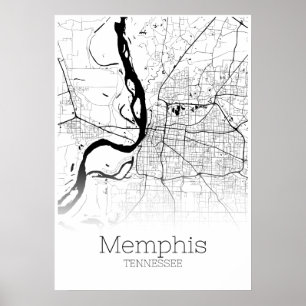 Mapa de Memphis - Tennessee - poster do mapa da