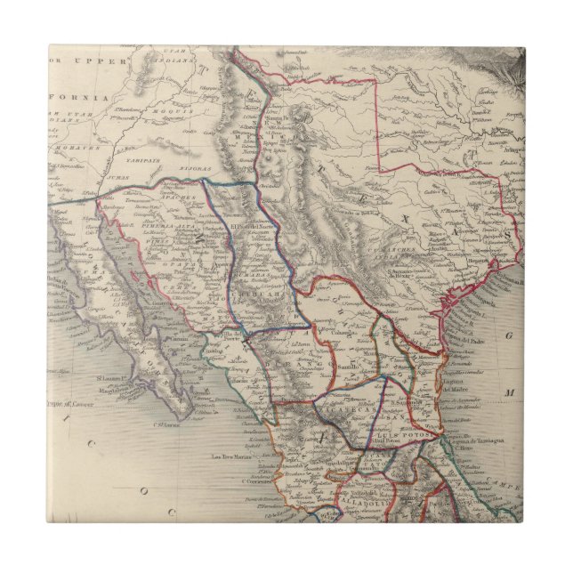 Mapa de México, de Califórnia e de Texas (Frente)