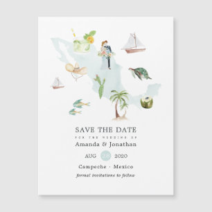 Mapa de México em Aquarela para Casamento de Desti