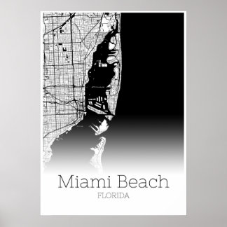 Mapa de Miami Beach - Flórida - Poster do Mapa da