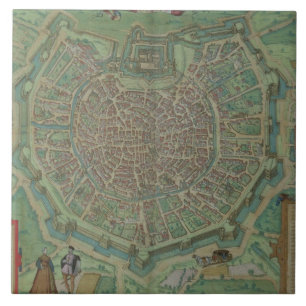 Mapa de Milão, de "Civitates Orbis Terrarum" por