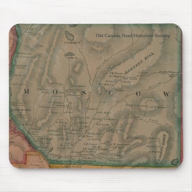 Mapa de Moscovo, Maine 1860 - Mousepad (Frente)