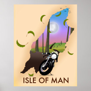 Mapa de motocicleta da Ilha de Man pôster de viage