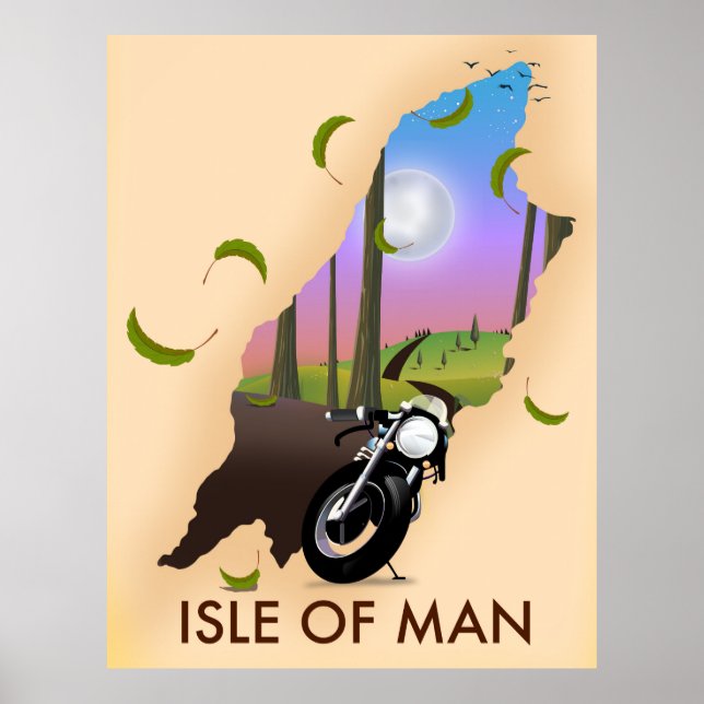 Mapa de motocicleta da Ilha de Man pôster de viage (Frente)