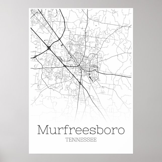 Mapa de Murfreesboro - Tennessee - Poster do mapa  (Frente)