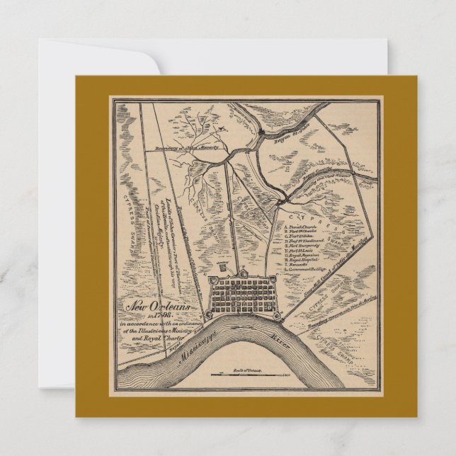 Mapa de Nova Orleans 1770 (Frente)