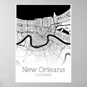Mapa de Nova Orleans - Louisiana - Poster do Mapa