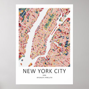 Mapa de Nova York Poster Arte Moderna de NYC par