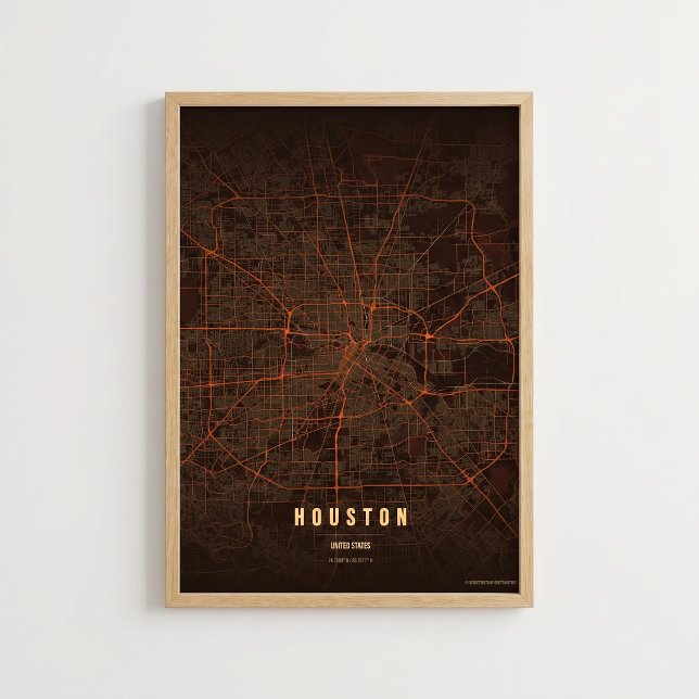 Mapa de Onda de Calor de Houston Impressão Texas C (Criador carregado)