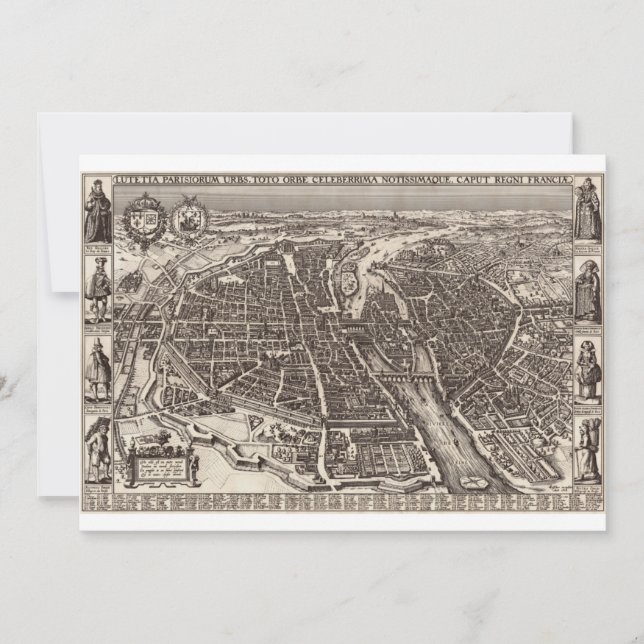 Mapa de Paris de 1618 por Claes Jansz. Visscher (Frente)