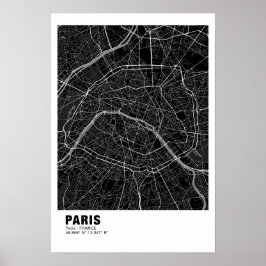 Mapa de Paris Poster - Mapa Negro de França