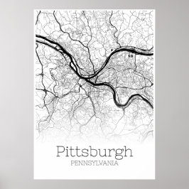 Mapa de Pittsburgh - Pensilvânia - Poster do Mapa 