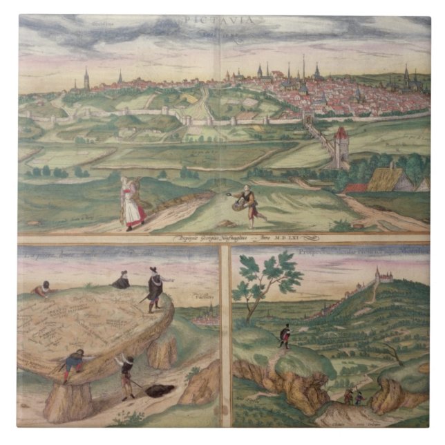 Mapa de Poitiers, de "Civitates Orbis Terrarum" b (Frente)