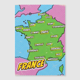Mapa de pop Art Ilustrado da França