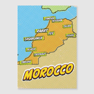 Mapa de pop Art Ilustrado em Marrocos