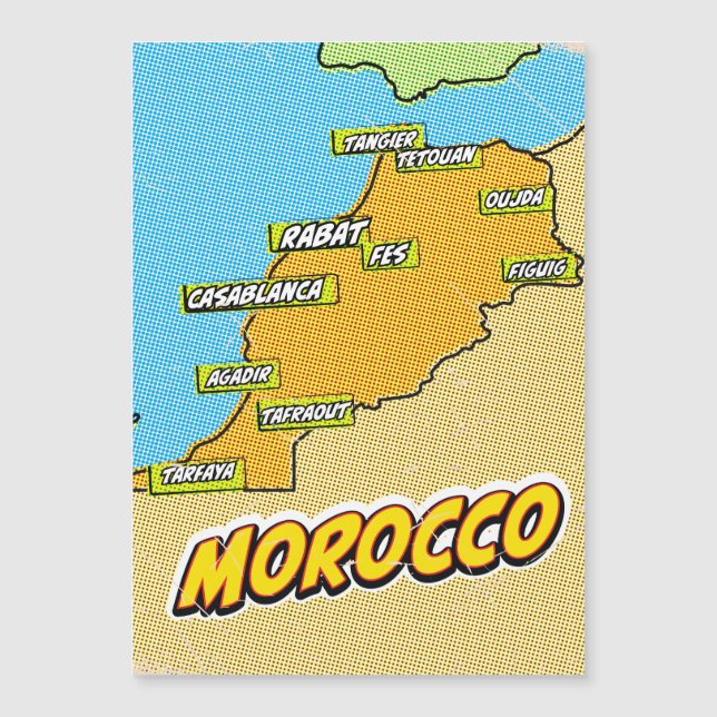 Mapa de pop Art Ilustrado em Marrocos (Frente)