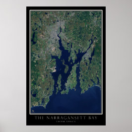 Mapa de Poster de Satélite da Baía de Narragansett