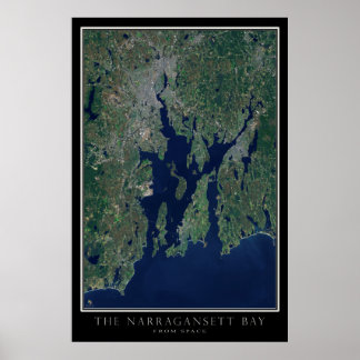 Mapa de Poster de Satélite da Baía de Narragansett