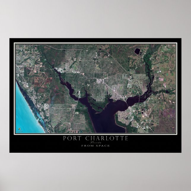 Mapa de Poster de Satélite Port Charlotte Florida (Frente)