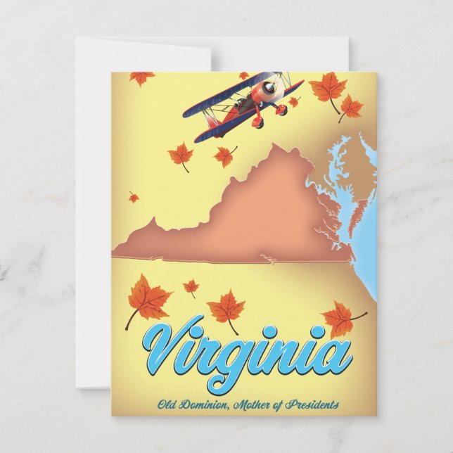 mapa de pôster de viagem retrô do estado da Virgín (Frente)