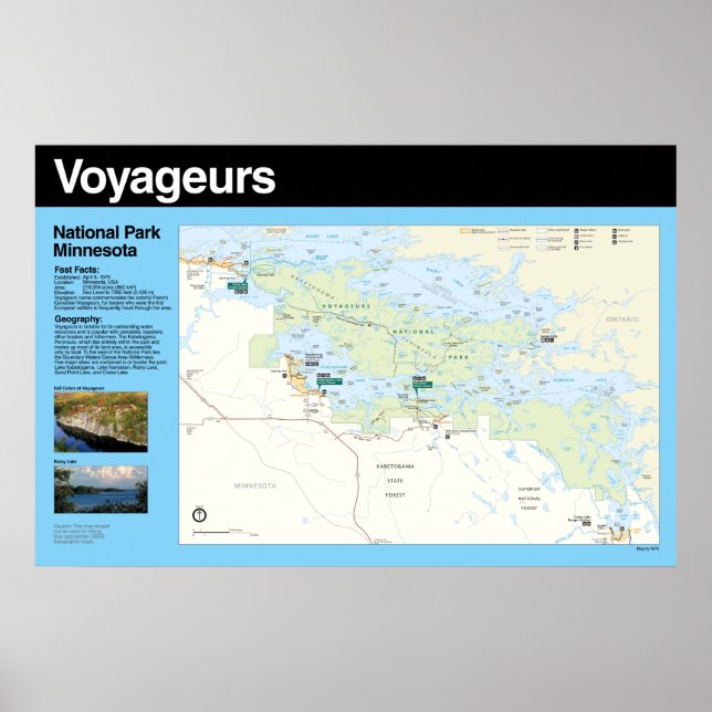 Mapa de Poster do Parque Nacional Voyageurs (Frente)