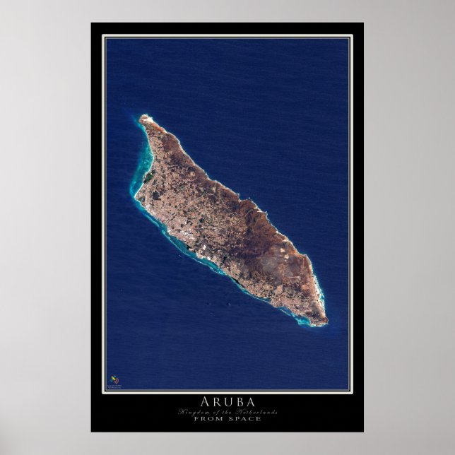 Mapa de Poster por Satélite Aruba (Frente)