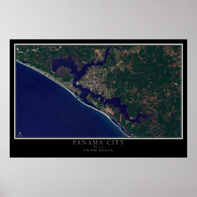 Mapa de Poster por Satélite da Flórida do Panamá (Frente)