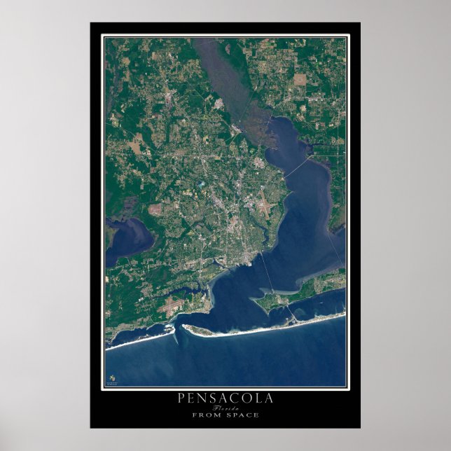 Mapa de Poster por Satélite da Flórida Pensacola (Frente)