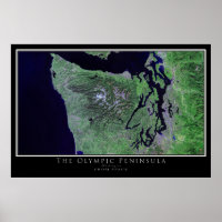 Mapa de Poster por Satélite da Península olimpiada