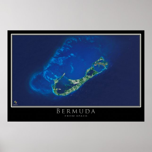 Mapa de Poster por Satélite das Bermudas (Frente)