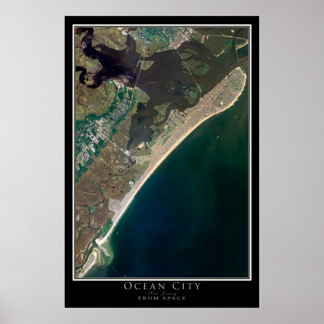 Mapa de Poster por Satélite de Ocean City New Jers (Frente)