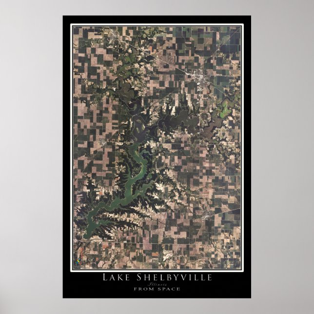 Mapa de Poster por Satélite de Shelbyville Illinoi (Frente)