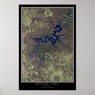 Mapa de Poster por Satélite do Lago Beaver Arkansa