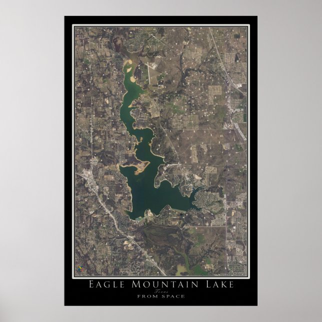 Mapa de Poster por Satélite do Lago Eagle, Texas (Frente)